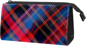 Travel Makeup Bag,Travel Toiletry Bag for Women,Classic Stripe Red Plaid,Cosmetic Travel Bag
