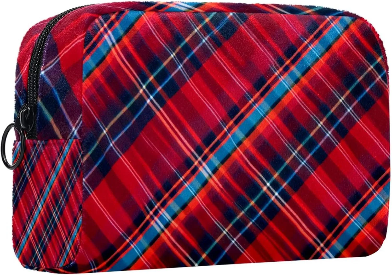 Travel Makeup Bag,Travel Toiletry Bag for Women,Classic Stripe Red Plaid,Cosmetic Travel Bag