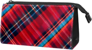 Travel Toiletry Bag,Small Makeup Bag,Classic Stripe Red Plaid,Make up Bags for Women