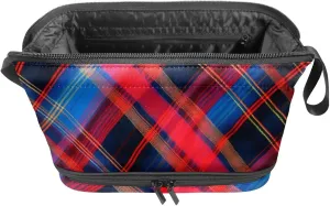 Travel Toiletry Bag,Small Makeup Bag,Classic Stripe Red Plaid,Make up Bags for Women