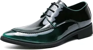Tuxedo Shoes Patent Leather Wedding Dress Shoes for Men Lace up Formal Business Oxford Shoes