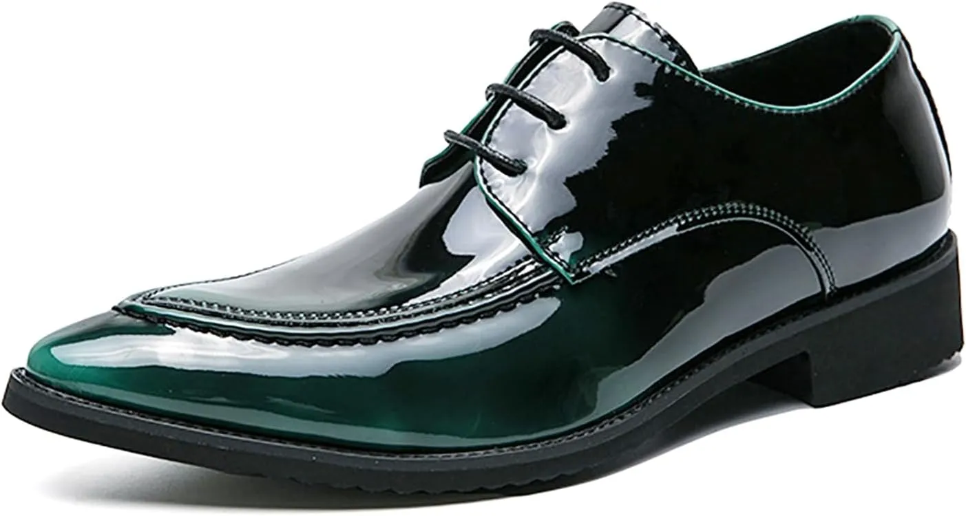 Tuxedo Shoes Patent Leather Wedding Dress Shoes for Men Lace up Formal Business Oxford Shoes