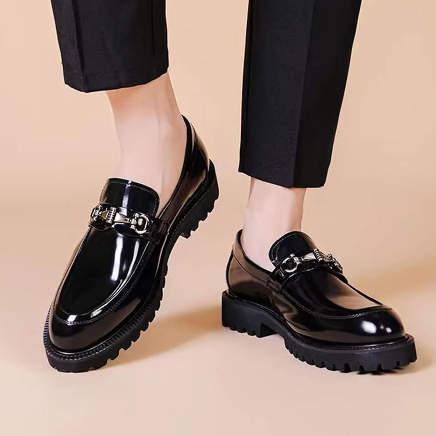 Uniform Classics Patent Black Oxford Dress Shoes for Men and Women with EVA Cushion Flex Footbed and Non-Marking Non-Slip Rubber Outsole