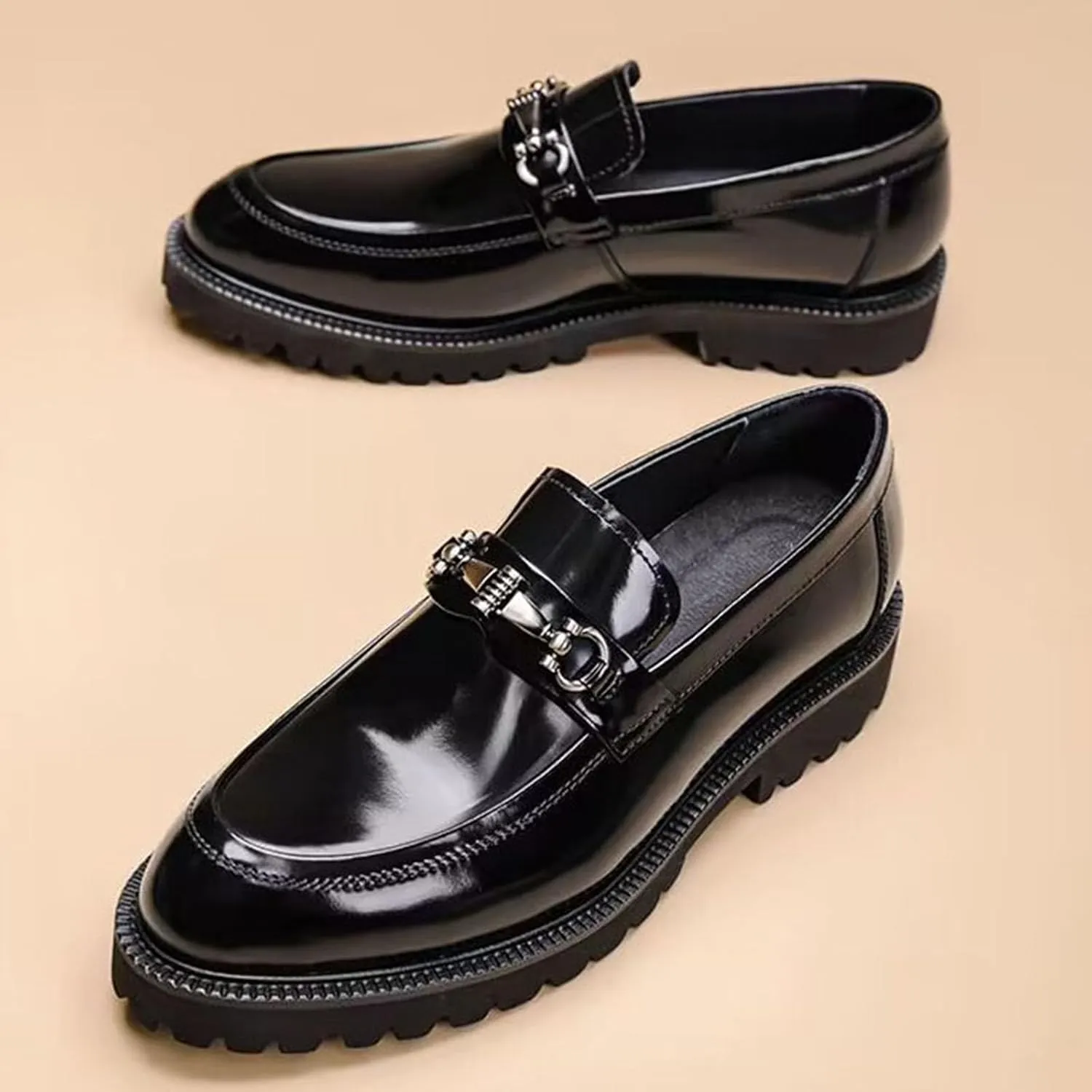 Uniform Classics Patent Black Oxford Dress Shoes for Men and Women with EVA Cushion Flex Footbed and Non-Marking Non-Slip Rubber Outsole