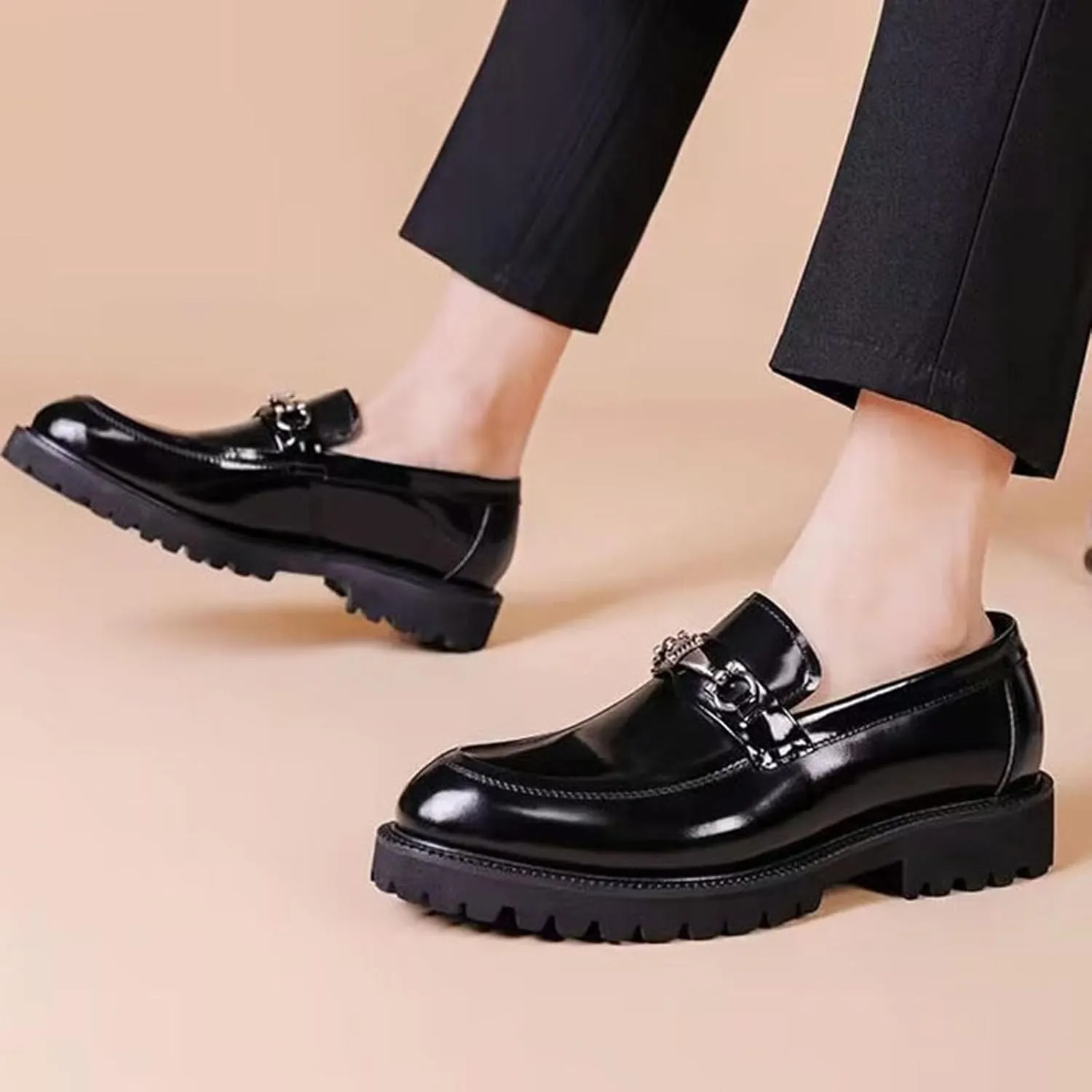 Uniform Classics Patent Black Oxford Dress Shoes for Men and Women with EVA Cushion Flex Footbed and Non-Marking Non-Slip Rubber Outsole