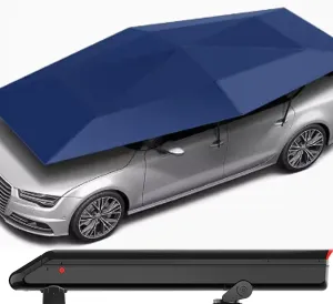 Universal Car Sun Shade Umbrella 149"x106" Vehicle Cover Tent, Removable Battery, Automatic Car Canopy Protecting Waterproof, w/Luggage Bar,Grey