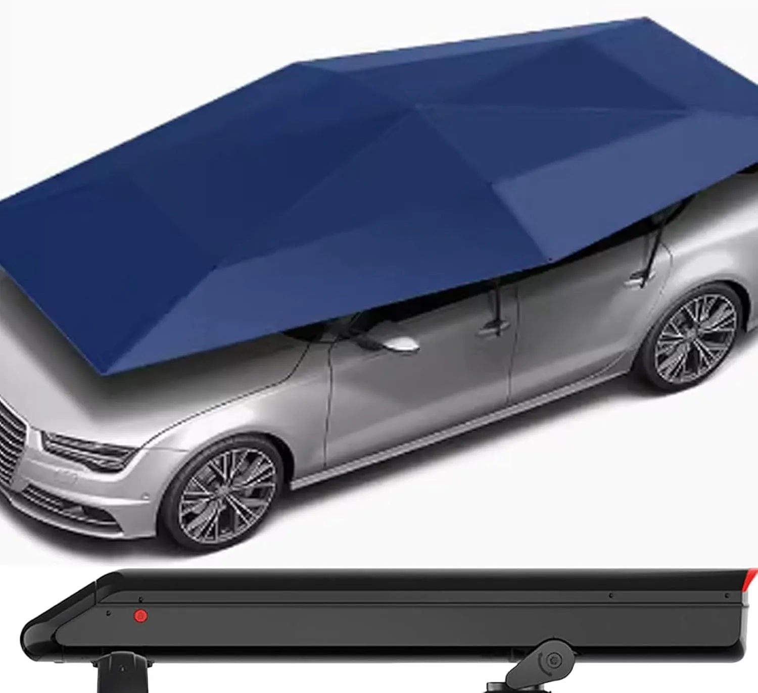 Universal Car Sun Shade Umbrella 149"x106" Vehicle Cover Tent, Removable Battery, Automatic Car Canopy Protecting Waterproof, w/Luggage Bar,Grey