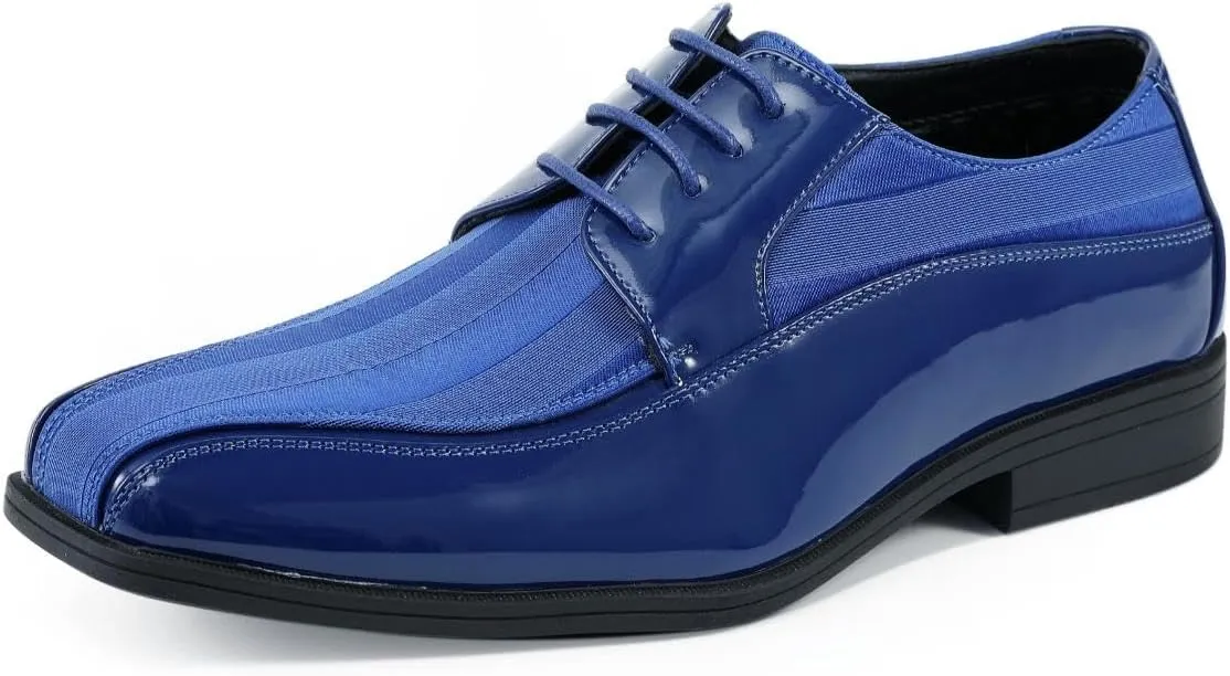 Viotti 179, Casual Dress Oxford Shoes for Men, Satin Striped Lace-Ups, Men's Business Casual Leather & Satin Shoe, for All Formal Occasions