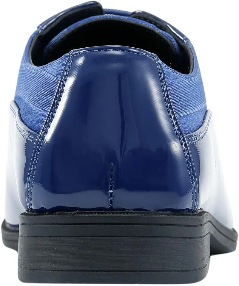 Viotti 179, Casual Dress Oxford Shoes for Men, Satin Striped Lace-Ups, Men's Business Casual Leather & Satin Shoe, for All Formal Occasions