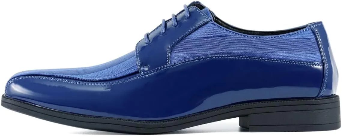 Viotti 179, Casual Dress Oxford Shoes for Men, Satin Striped Lace-Ups, Men's Business Casual Leather & Satin Shoe, for All Formal Occasions