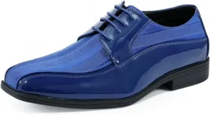 Viotti 179, Casual Dress Oxford Shoes for Men, Satin Striped Lace-Ups, Men's Business Casual Leather & Satin Shoe, for All Formal Occasions