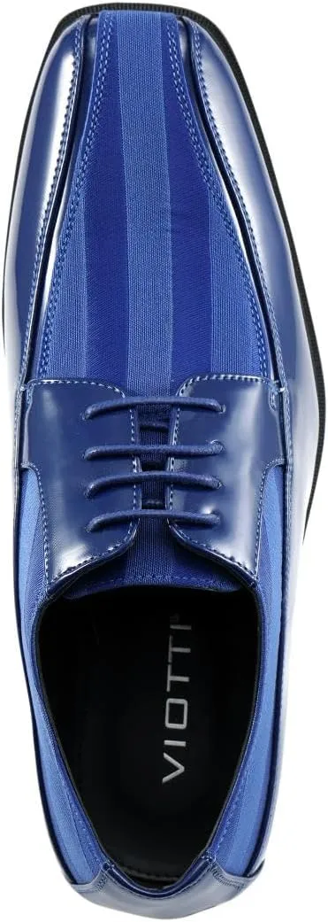 Viotti 179, Casual Dress Oxford Shoes for Men, Satin Striped Lace-Ups, Men's Business Casual Leather & Satin Shoe, for All Formal Occasions