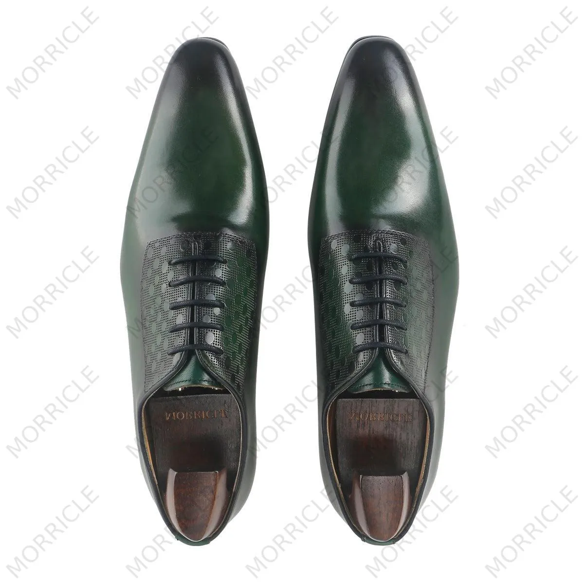 Wave Point Print Plain Toe Oxford Shoes