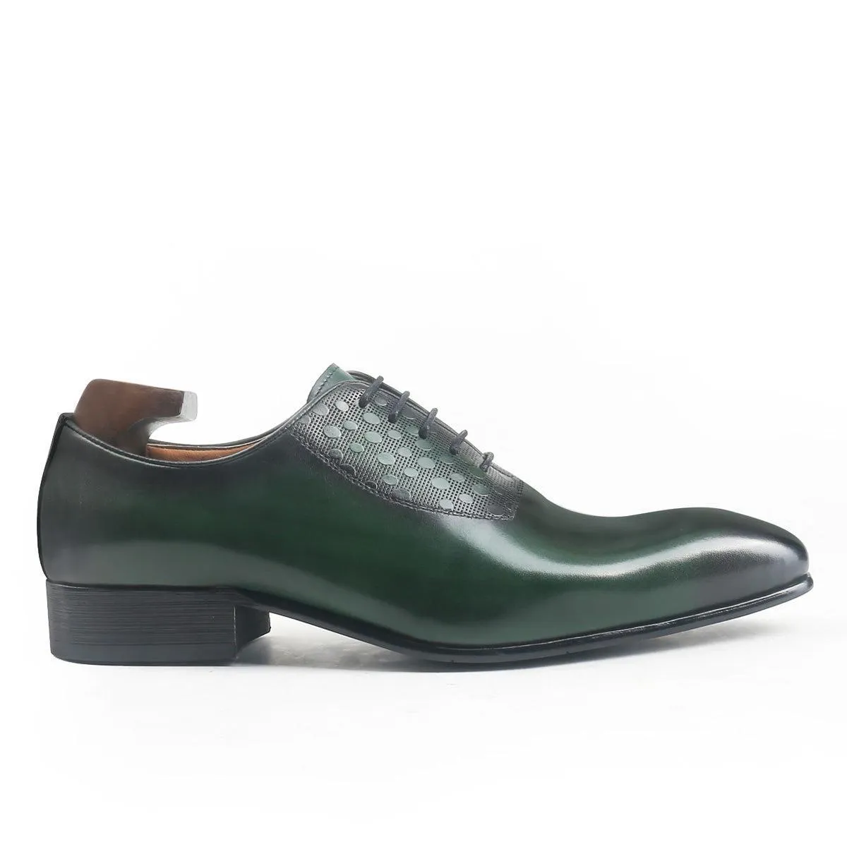 Wave Point Print Plain Toe Oxford Shoes