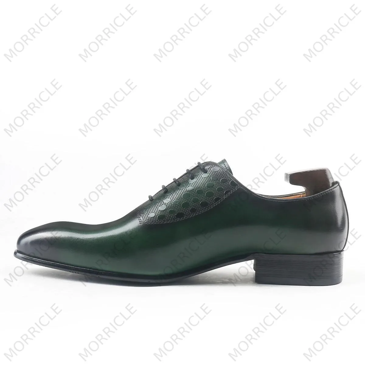 Wave Point Print Plain Toe Oxford Shoes