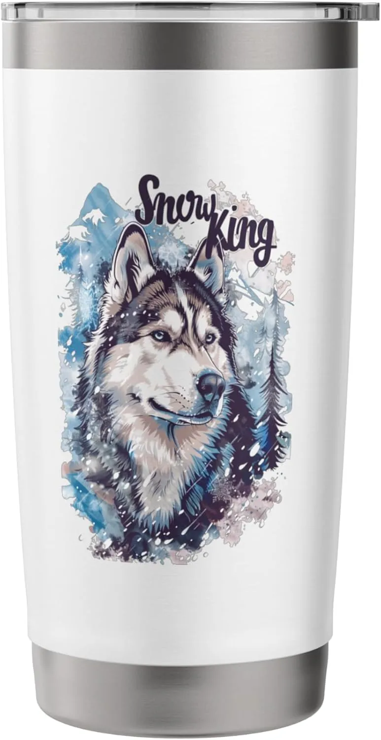 Winter Husky Snow King Snowy Forest Landscape Husky Love Stainless Steel Insulated Tumbler