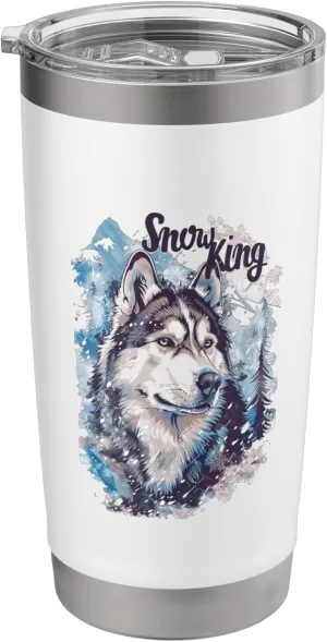 Winter Husky Snow King Snowy Forest Landscape Husky Love Stainless Steel Insulated Tumbler