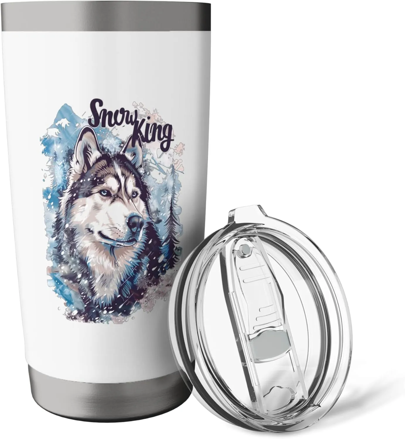 Winter Husky Snow King Snowy Forest Landscape Husky Love Stainless Steel Insulated Tumbler