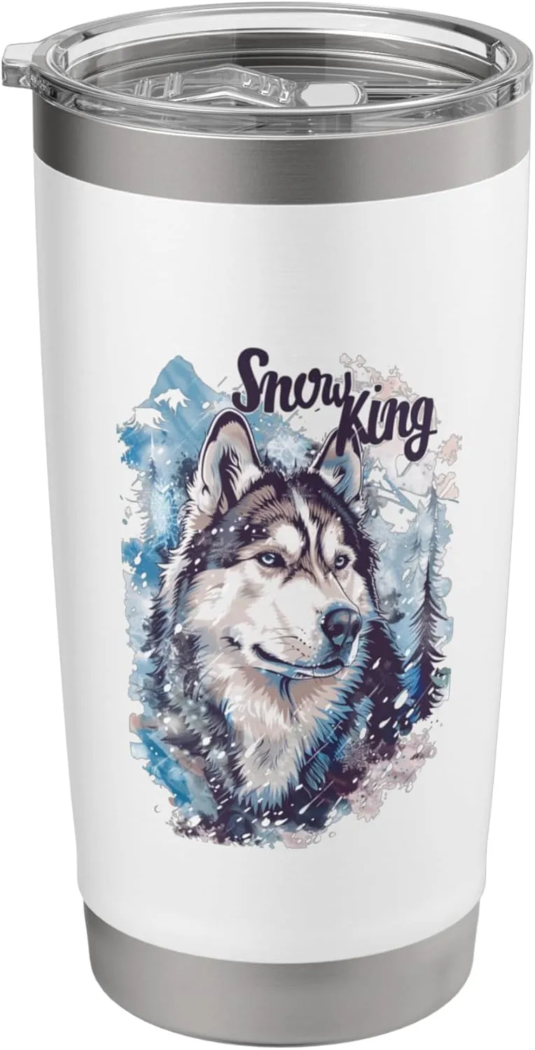 Winter Husky Snow King Snowy Forest Landscape Husky Love Stainless Steel Insulated Tumbler
