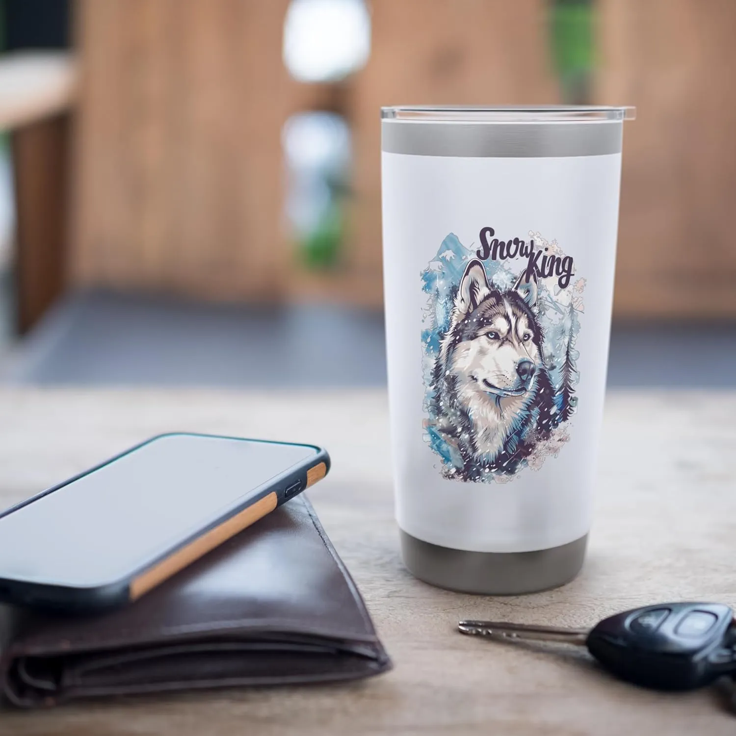 Winter Husky Snow King Snowy Forest Landscape Husky Love Stainless Steel Insulated Tumbler