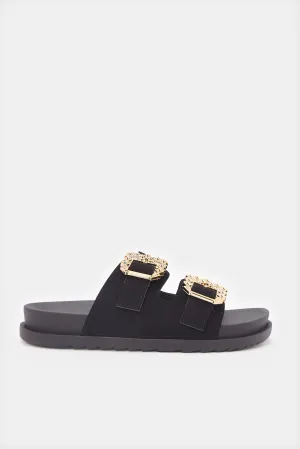 Women Black embellished Mule