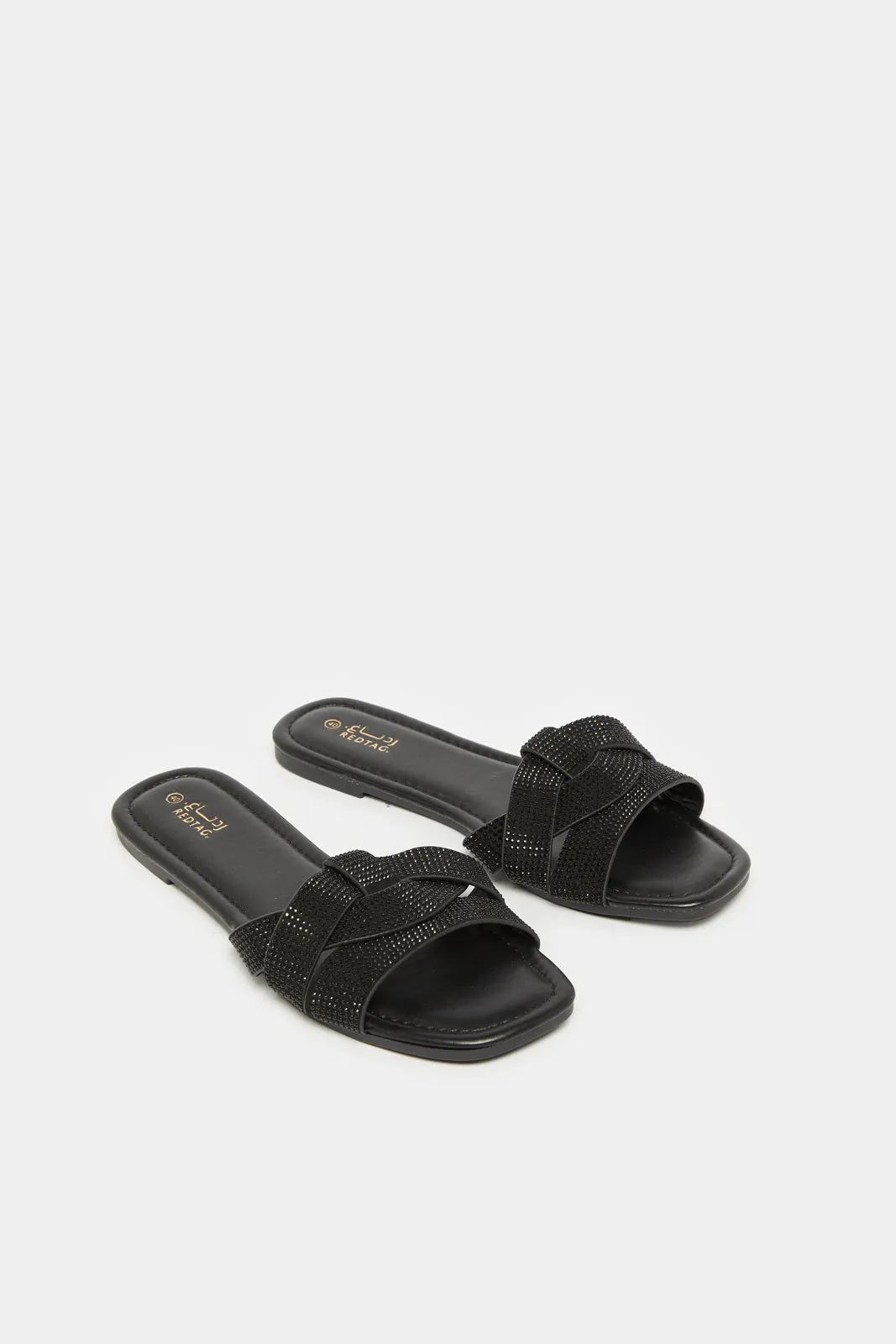 Women Black Embellished Mule