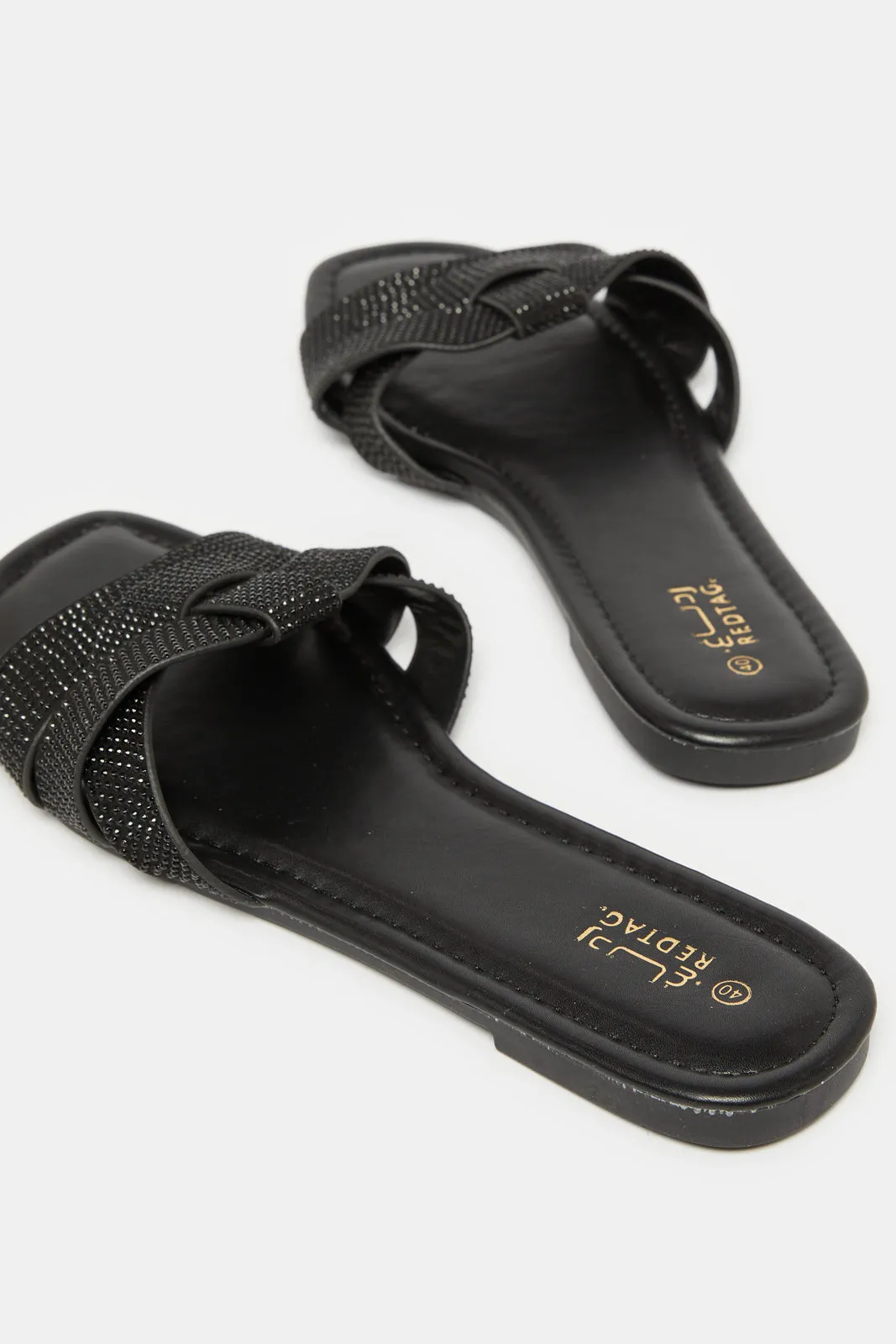 Women Black Embellished Mule