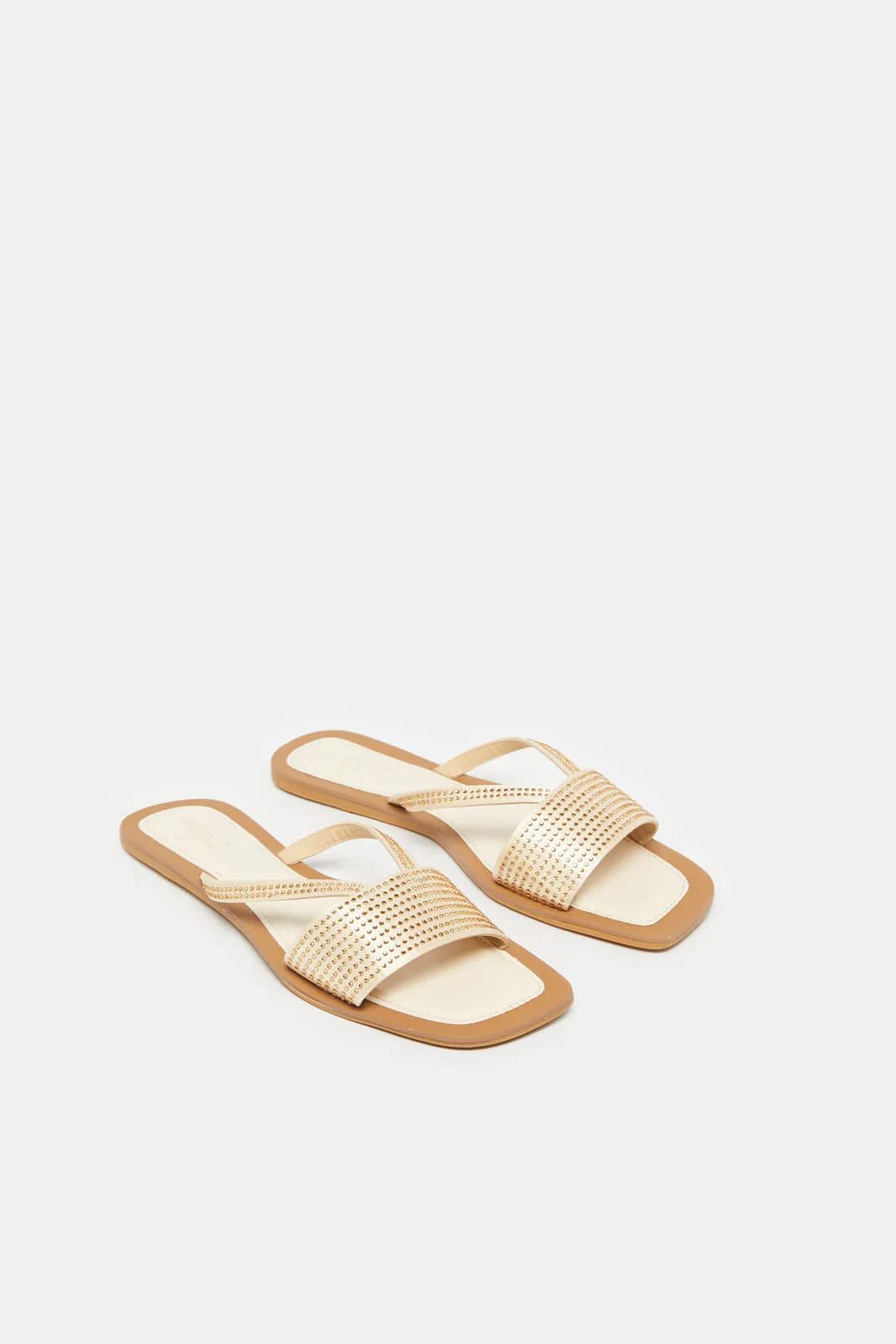 Women Gold Embellished Mule