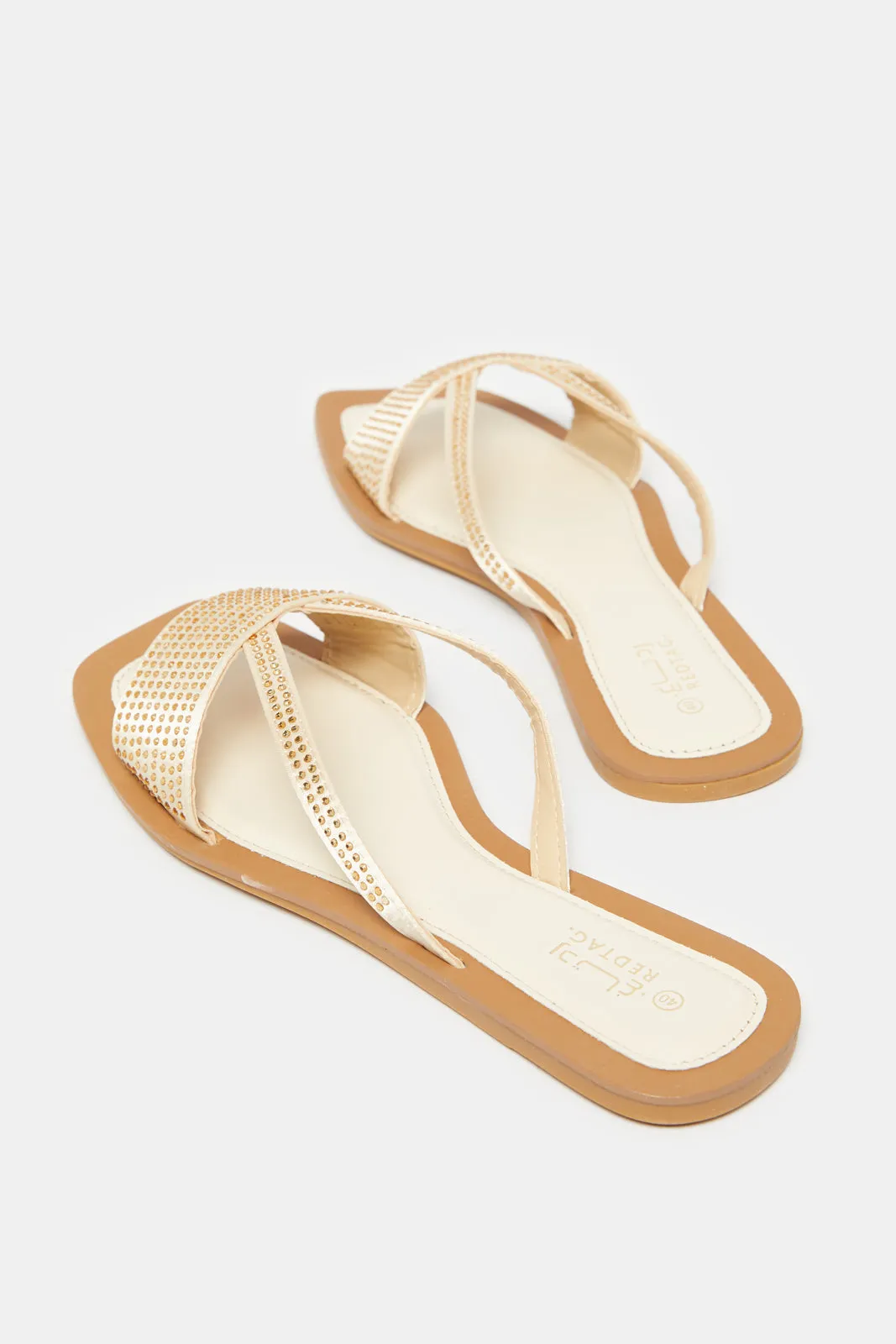 Women Gold Embellished Mule