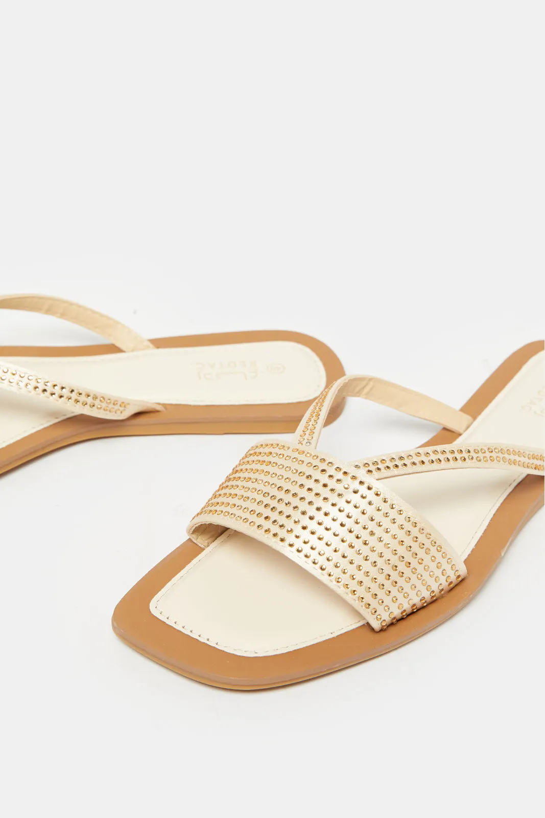 Women Gold Embellished Mule