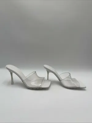 Women’s Bottega Veneta Pudding Stretch Mule Sandals in White/Clear Size 39 - Very Good