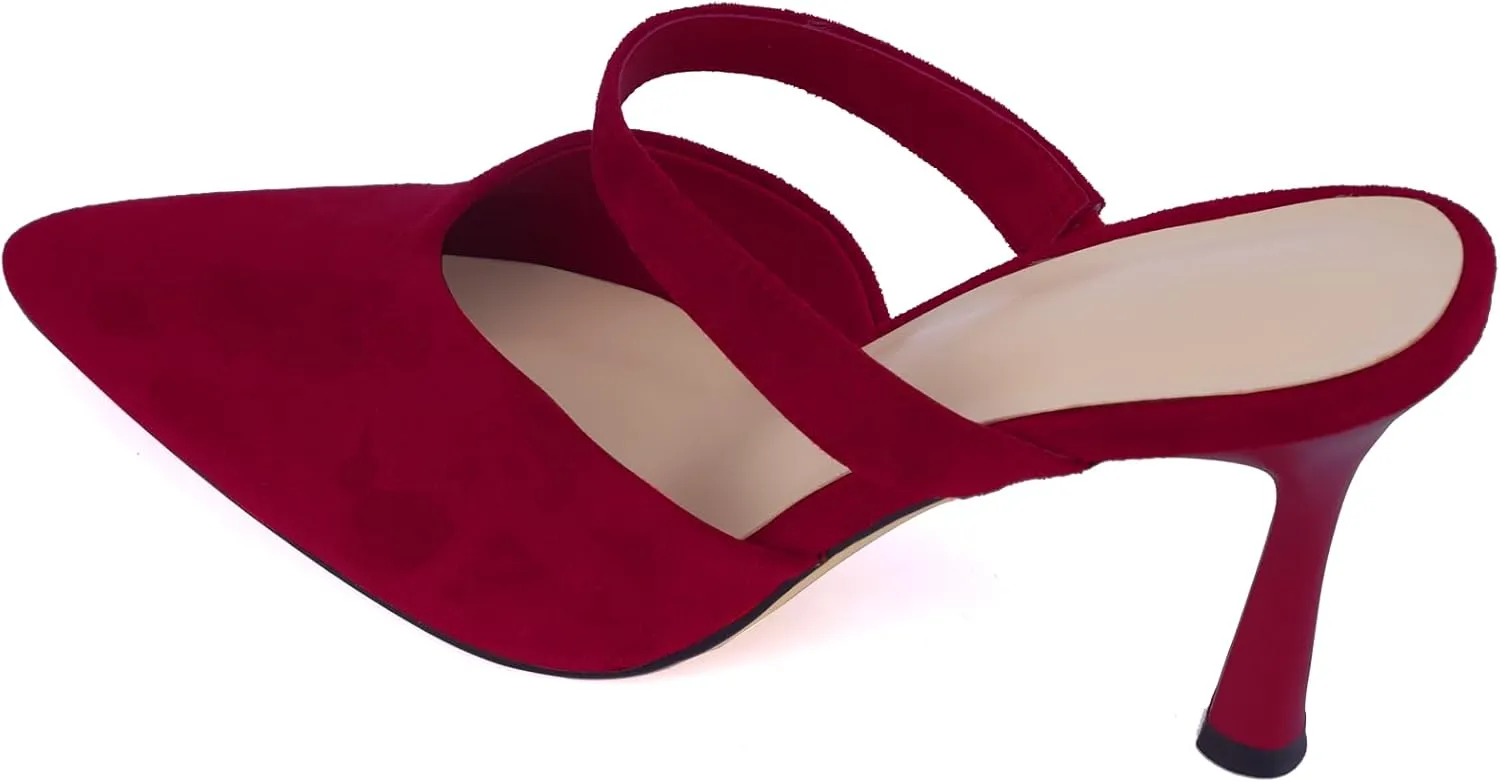 Women's Comfortable Mesh Mule Heels - Pointed Toe, Arch Support & Memory Foam Insole for All-Day Wear