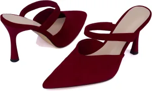Women's Comfortable Mesh Mule Heels - Pointed Toe, Arch Support & Memory Foam Insole for All-Day Wear