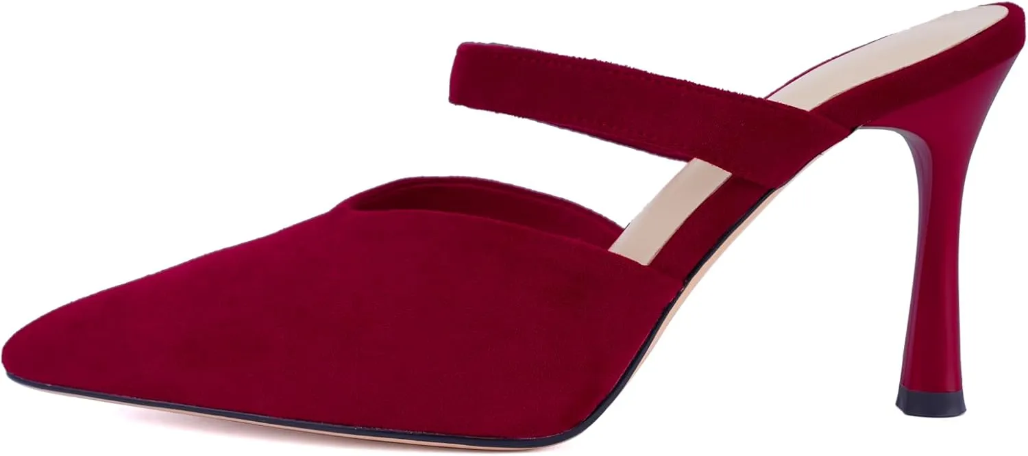 Women's Comfortable Mesh Mule Heels - Pointed Toe, Arch Support & Memory Foam Insole for All-Day Wear