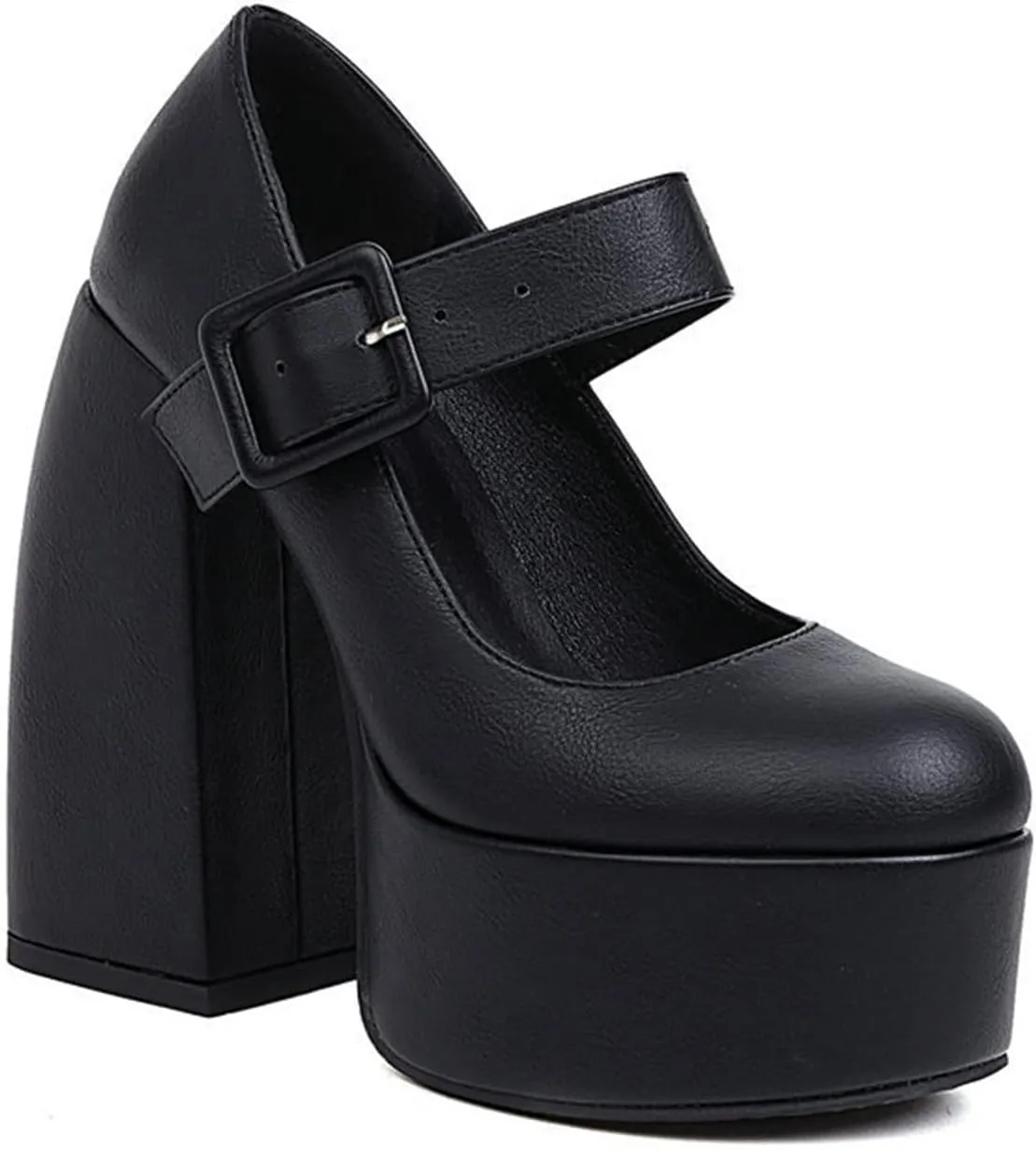 Women's Platform Chunky Mary Jane High Heel Shoes Round Toe Ankle Strap Gothic Oxford Dress Pumps