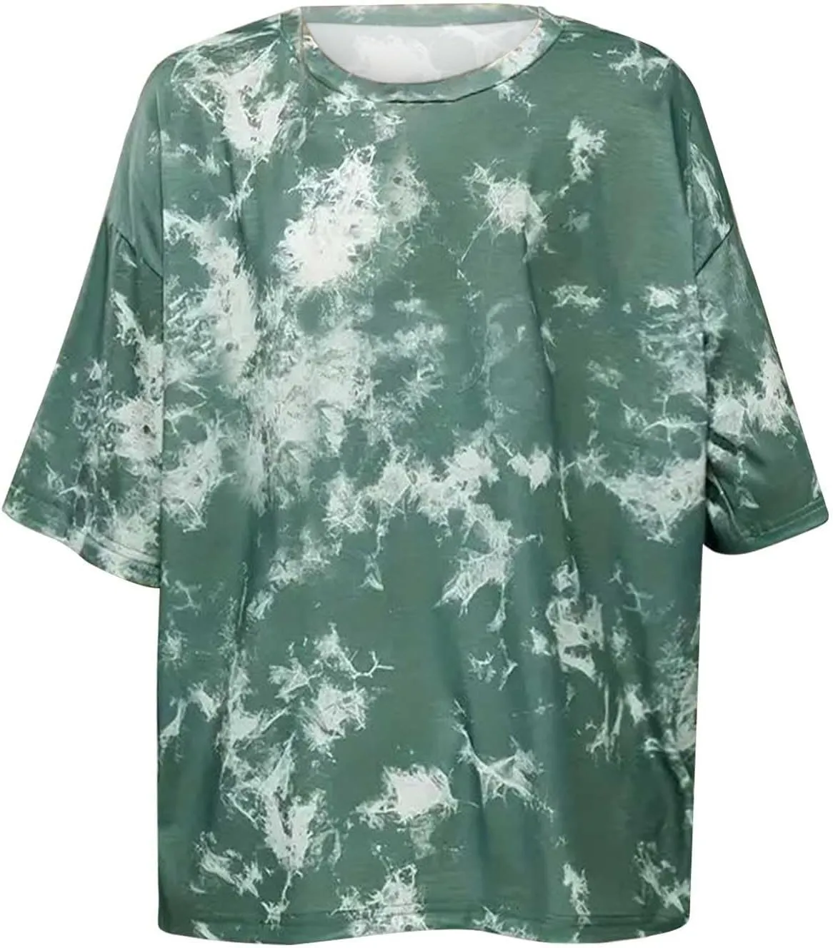Women's Tie-Dye Fashion Y2K Oversized Tees Casual Short Sleeve Crew Neck Shirts Boyfriend Drop Shoulder Loose Fit Summer Tops