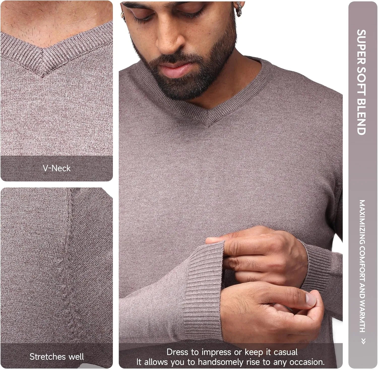 X RAY Mens V Neck Sweater, Basic Slim Fit Pullover, V-Neck Dress Sweater for Men Fall Winter (Available in Big & Tall)