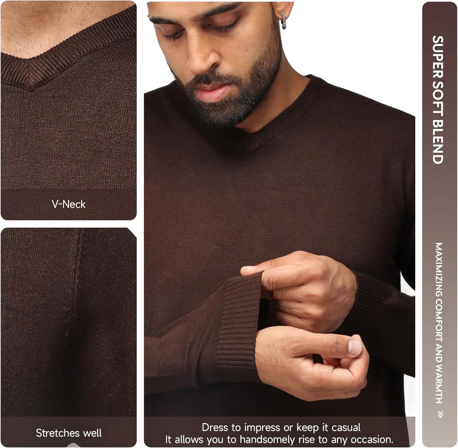 X RAY Mens V Neck Sweater, Basic Slim Fit Pullover, V-Neck Dress Sweater for Men Fall Winter (Available in Big & Tall)