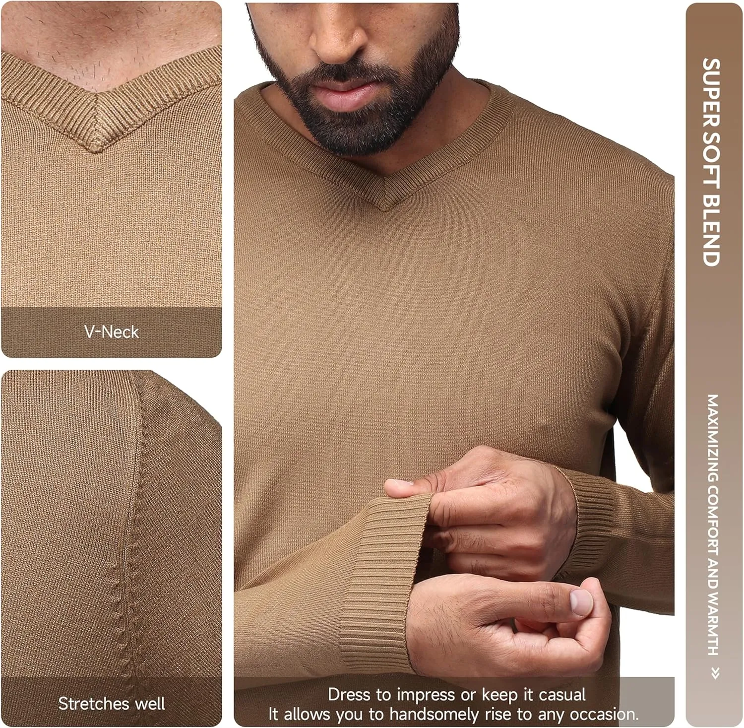 X RAY Mens V Neck Sweater, Basic Slim Fit Pullover, V-Neck Dress Sweater for Men Fall Winter (Available in Big & Tall)