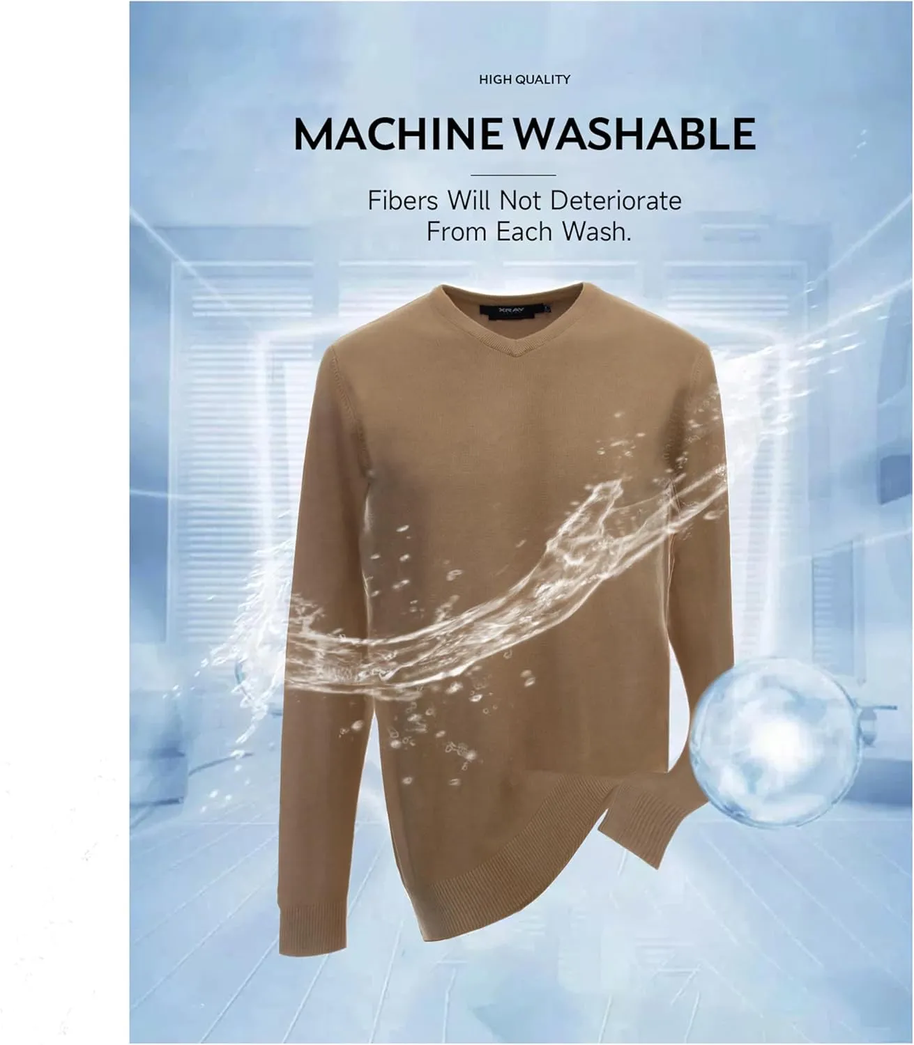 X RAY Mens V Neck Sweater, Basic Slim Fit Pullover, V-Neck Dress Sweater for Men Fall Winter (Available in Big & Tall)