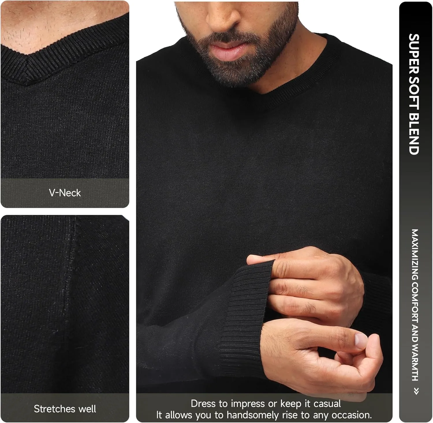 X RAY Mens V Neck Sweater, Basic Slim Fit Pullover, V-Neck Dress Sweater for Men Fall Winter (Available in Big & Tall)