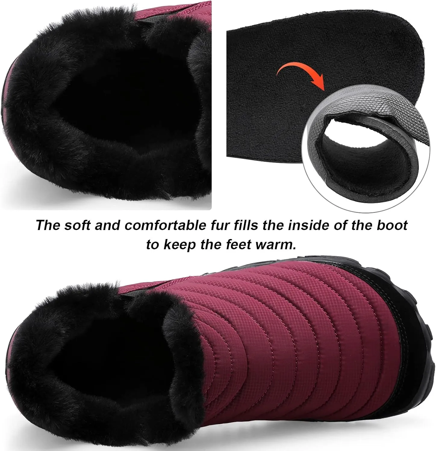 XIHALOOK Womens Mens Slip on House Shoes Faux Fur Memory Foam Slippers with Anti-Skid Rubber Sole for Indoor Outdoor
