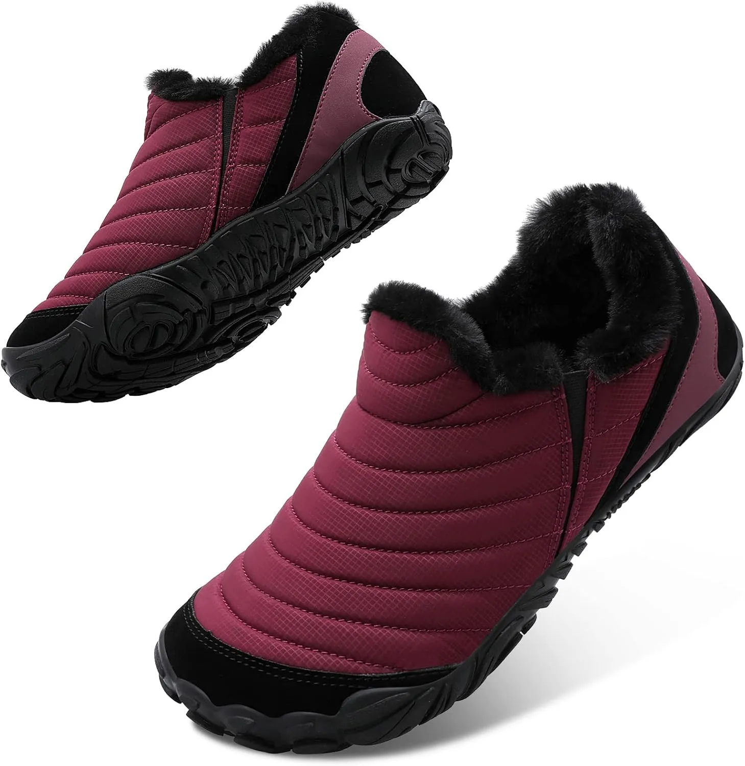 XIHALOOK Womens Mens Slip on House Shoes Faux Fur Memory Foam Slippers with Anti-Skid Rubber Sole for Indoor Outdoor
