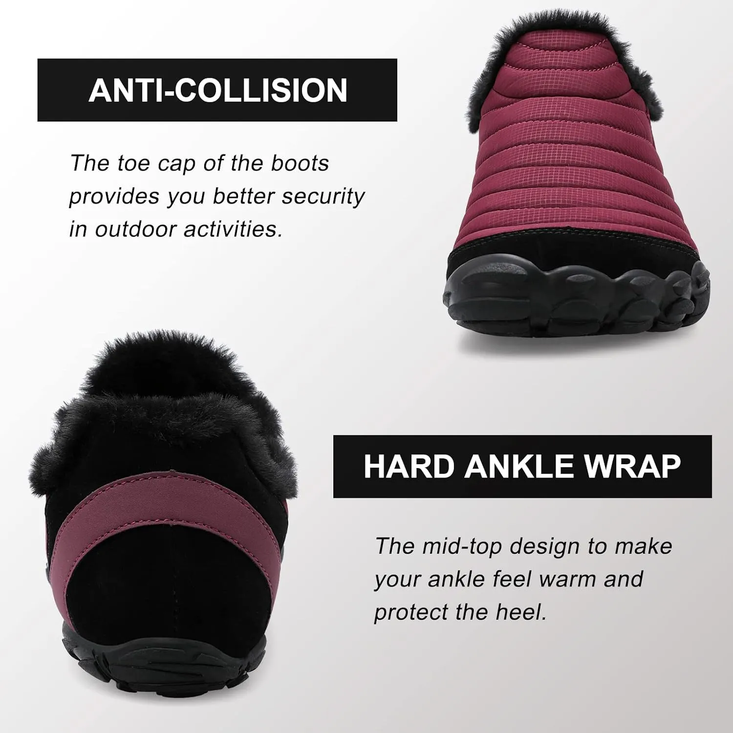 XIHALOOK Womens Mens Slip on House Shoes Faux Fur Memory Foam Slippers with Anti-Skid Rubber Sole for Indoor Outdoor
