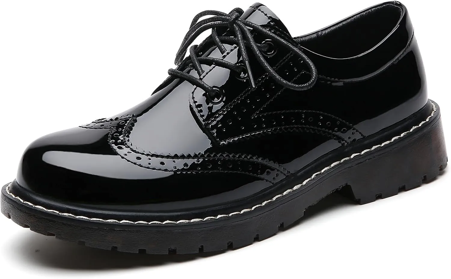 XMM Oxford Shoes for Women Women's Oxford Shoe Lace-Up Round Toe Leather Flat Classic Non-Slip Work Business Dress Office Shoes