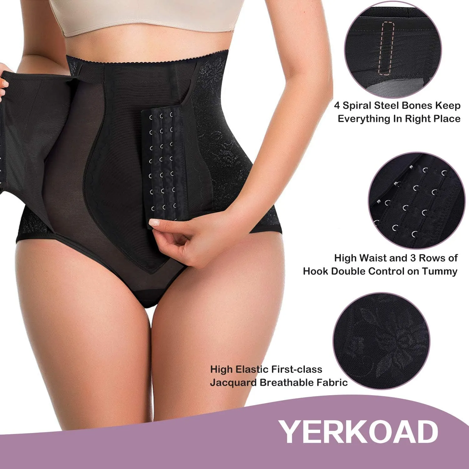YERKOAD Tummy Control Panties for Women Shapewear Butt Lifter Short High Waist Trainer Corset Slimming Body Shaper Underwear