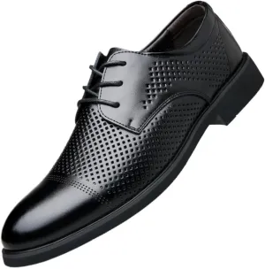 YZABEL Men's Classic Pointed Toe Lace Up Oxford Shoes, Summer Breathable Hollow Business Casual Shoes, Rubber Non-Slip for Daily Commuting Activity