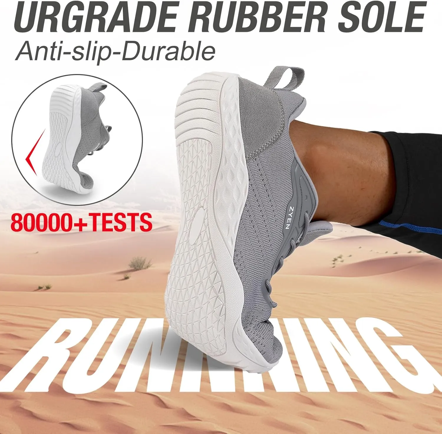 ZYEN Mens Barefoot Shoes Wide Toe Box Trail Running Sneakers Zero Drop Non-Slip Extra Wide Width Walking Shoes Minimalist Wrestling Sneakers Gym Trainer 6.5-13
