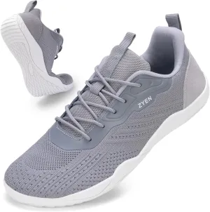 ZYEN Mens Barefoot Shoes Wide Toe Box Trail Running Sneakers Zero Drop Non-Slip Extra Wide Width Walking Shoes Minimalist Wrestling Sneakers Gym Trainer 6.5-13
